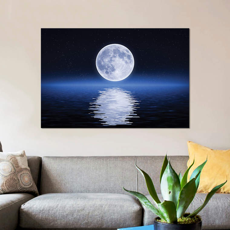 « moon reflection », impression sur toile, H 8 po x l 12 po x P 0,75 po, Pas de tapis, Toile tendue