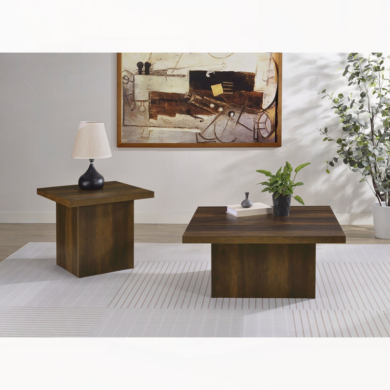 Table de bout carrée en bois d'ingénierie, pin foncé, H 21,75 po x l 23,5 po x P 23,5 po