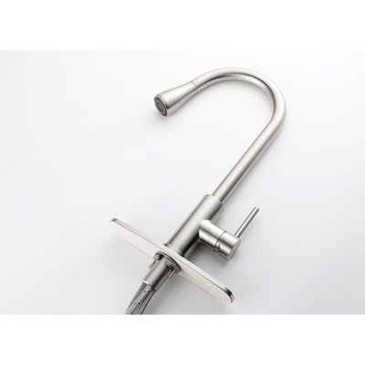 Brushed Nickel Kitchen Sink Faucet With Pull-Out , Stainless Steel, 360 Rotating Nozzle, Attractive Pull-Down Spray Head, Rotation, Practical Design