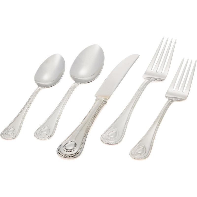 French Perles 65 - Piece Stainless Steel Flatware Set, Service for 12 