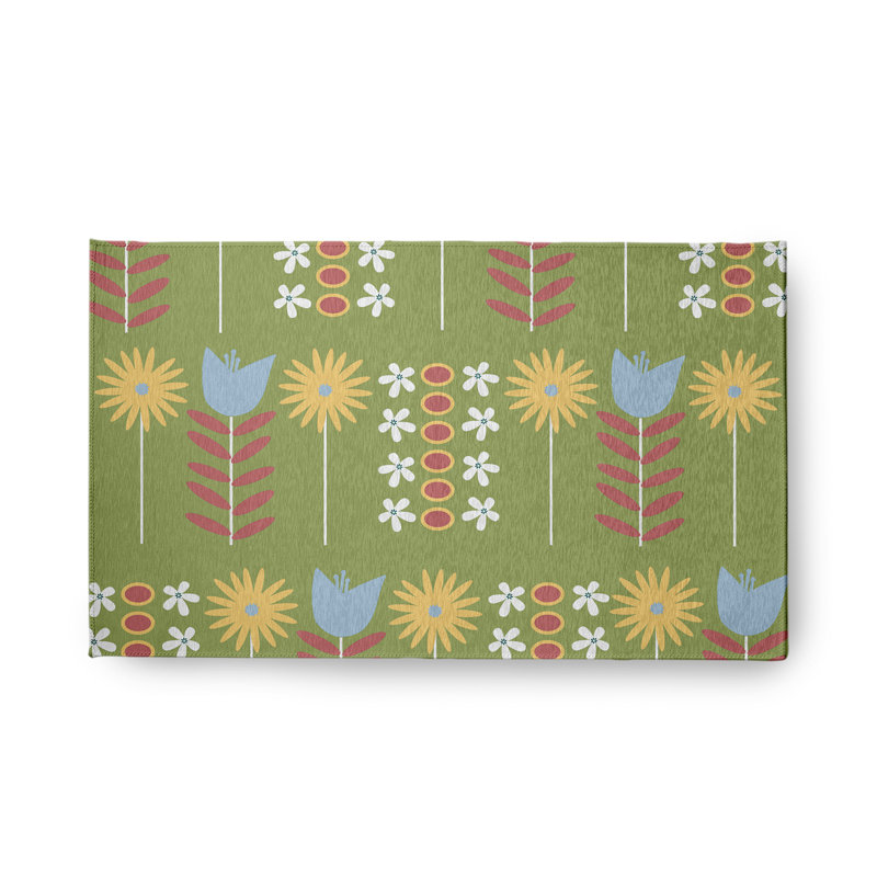 Jorjarose Chenille Floral Indoor / Outdoor Rug, Rectangle 1'6" x 2'6"