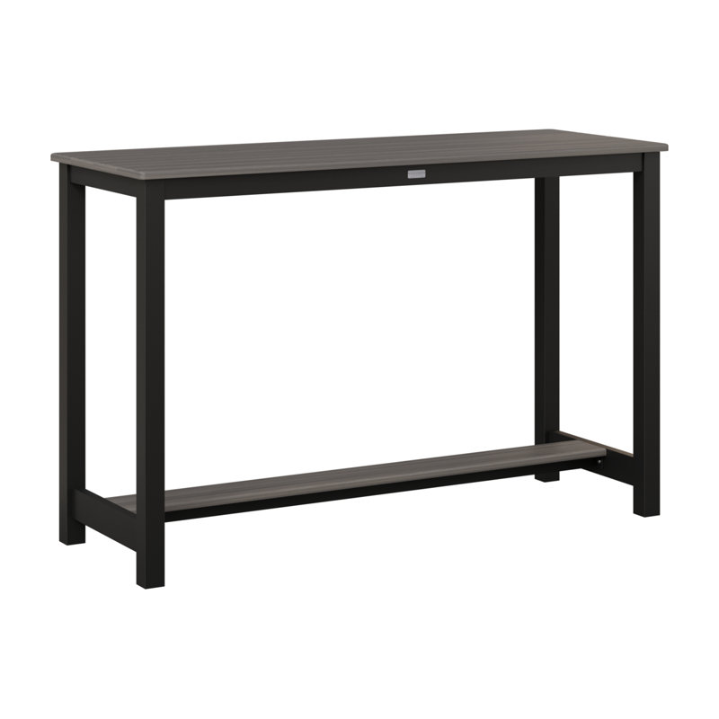 Balcony Outdoor Rectangle Bar Table, 38.5" H x 60" W x 22" D, Coastal Gray, Matte Black