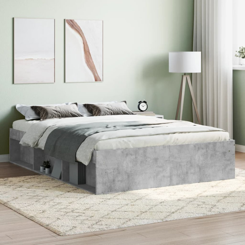Afriani Storage Bed, Concrete Grey, Double (4'6)