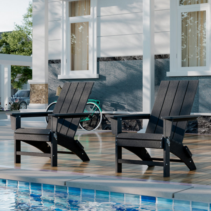 Chaise Adirondack pliable Heimo, Noir