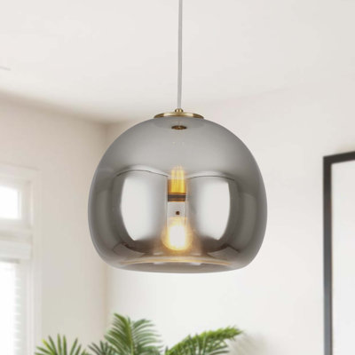 1 - Light Modern Smoky Grey Glass Globe Single Pendant Lighting