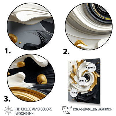 Liquid Gold Black & White Textured Spiral Magic - Abstract Spirals Wall Art