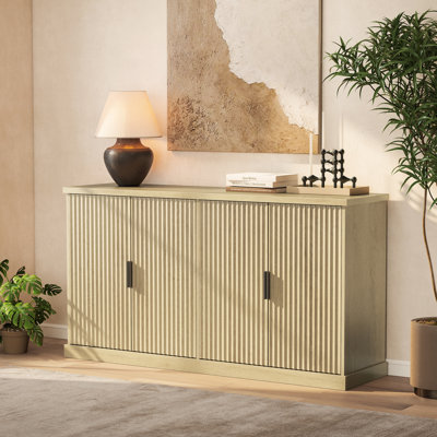58.3"W Buffet Cabinet, Sideboard, Console Cabinet With Adjustable Shelves, Fluted Doors