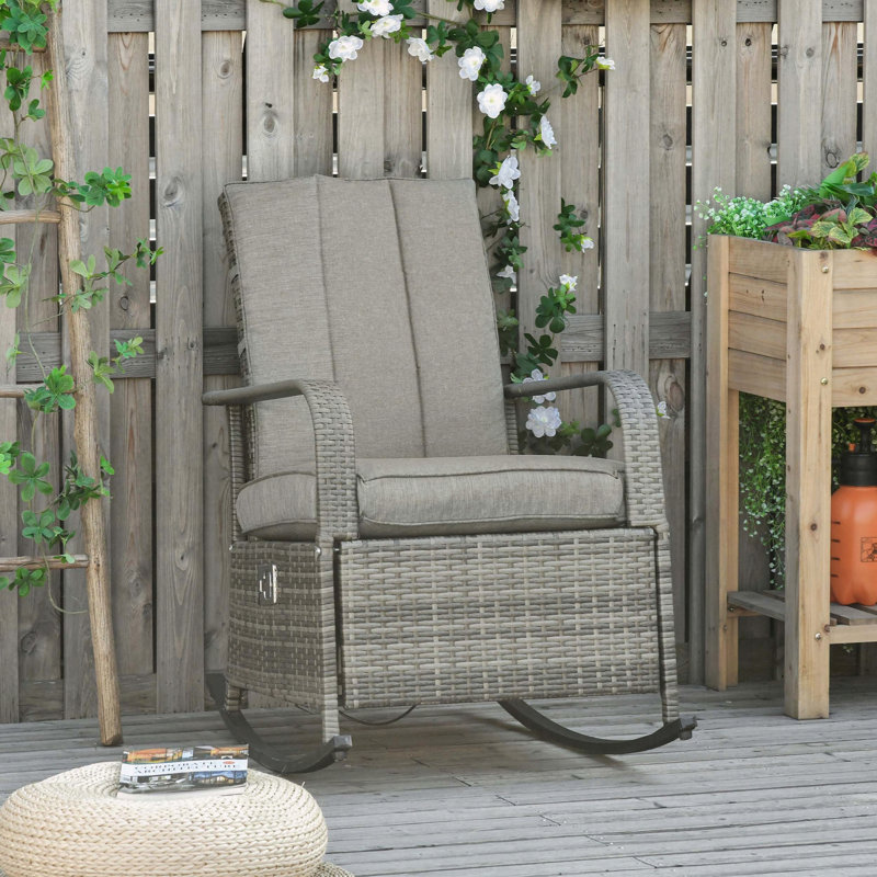 Chaise berçante inclinable en rotin avec repose-pieds réglable