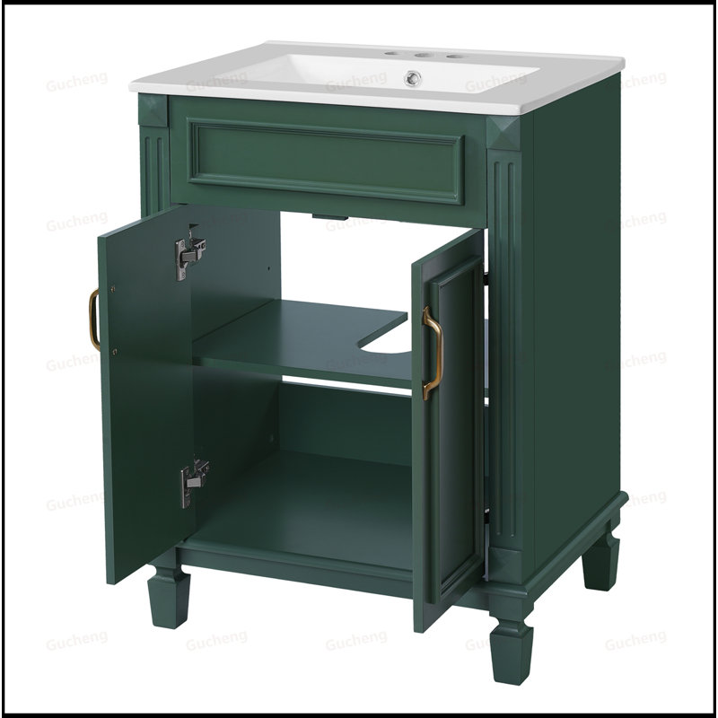 Meuble-lavabo 24 po avec tablette réglable, Vert