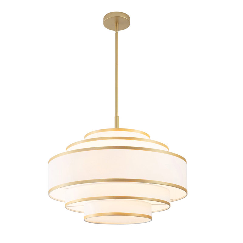 Aasim 24" 5-Light Dimmable Tiered Drum Chandelier, Gold