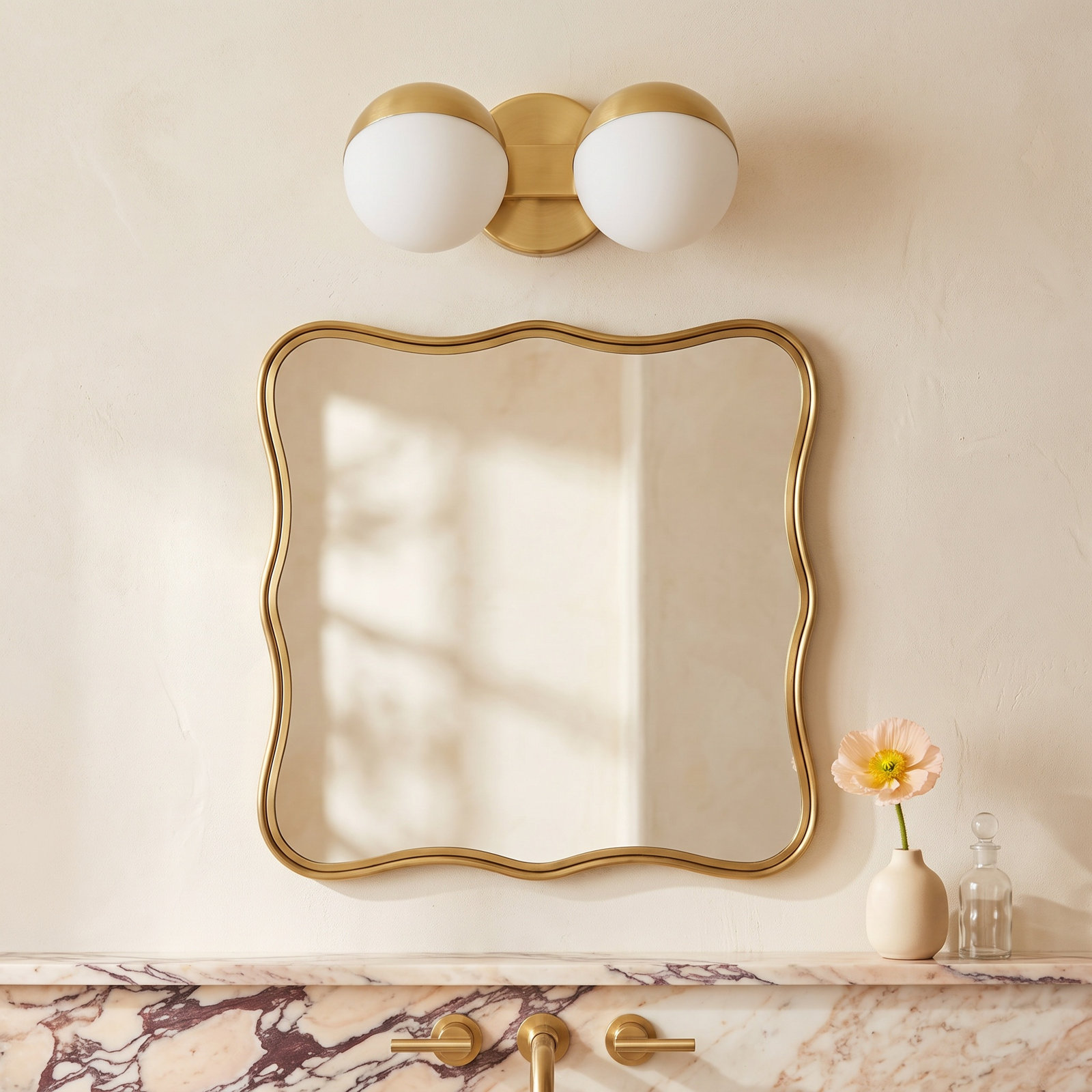 Toffee 2 Light Dimmable Vanity Light, Aged Brass