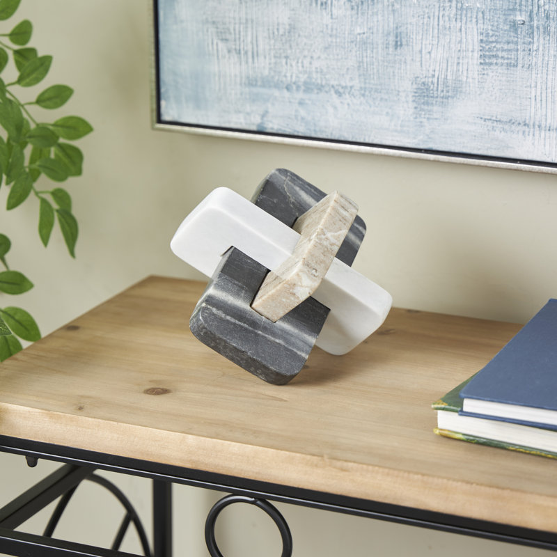 Cole And Grey Marble Geometric Link Knot Sculpture
