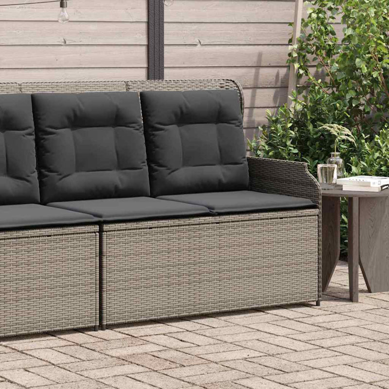 High-Density Polyethylene (HDPE) Wicker Wicker Outdoor Bench, Black, Grey