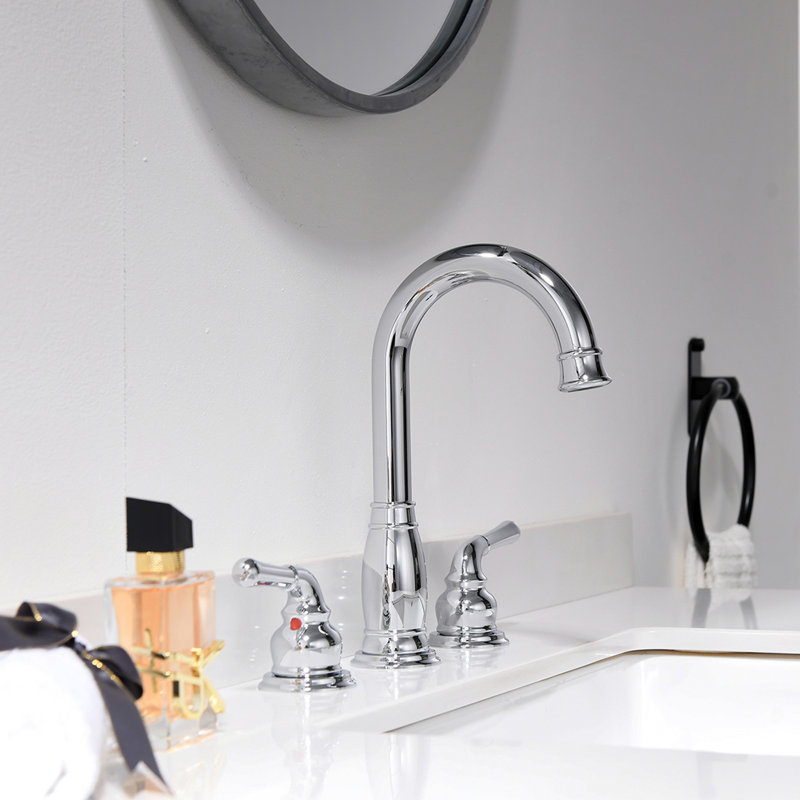 Widespread Bathroom Faucet with Drain Assembly, Chrome