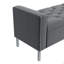Banc repose-pieds carré avec accoudoirs carrés et garniture cloutée en velours moelleux gris anthracite