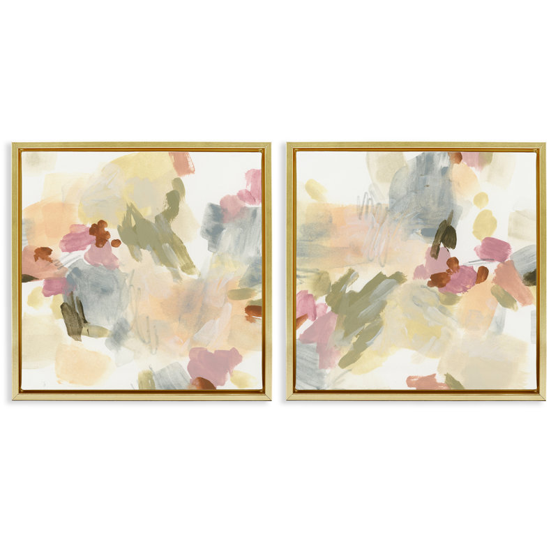  «Restless Abstract Splotches», ensemble de 2 toiles flottantes encadrées par June Erica Vess, H 25 po x l 25 po