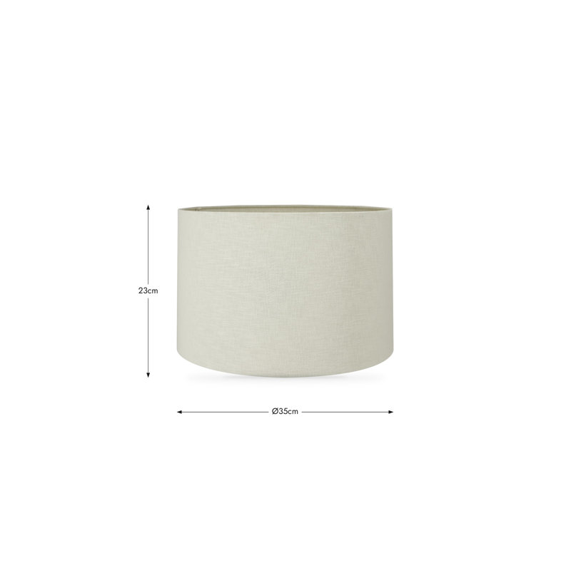 Lino Self Lined Linen Drum Shade, 23cm H x 35cm W x 35cm D, Cream