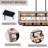 Farmhouse Chandelier Pendant Light, 5-Light Adjustable Height Wooden Black Ceiling Fixture For Kitchen Island, Dining Room, Pool Table, Rustic Modern Lighting