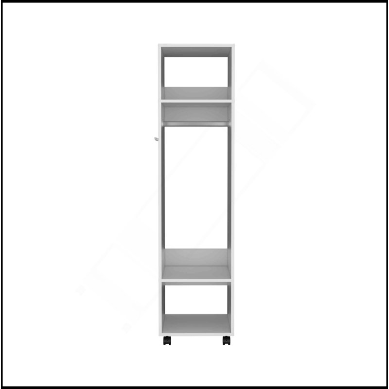 Grande armoire 63 "avec miroir, trois tablettes, roulettes et tringle, armoire, rangement pour vêtements de chambre à coucher, rangement pour armoire