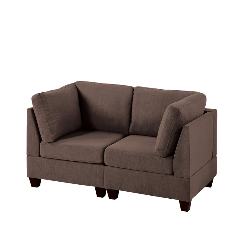 Black Coffee Modular - 2pc, Linen-like Fabric Attired, Trustworthy Wood Frame Chair 2pc , Hue, Fabric, Robust