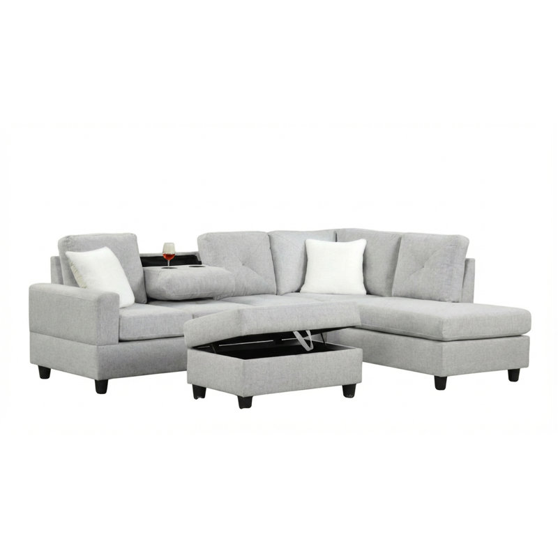 Modern Gray L-Shaped Sectional Sofa