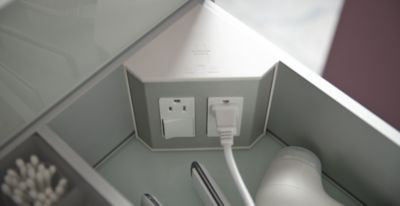 Base de meuble-lavabo simple 24 po avec cadre Profile, Tiroir complet, Non, Miroir gris teinté / or mat