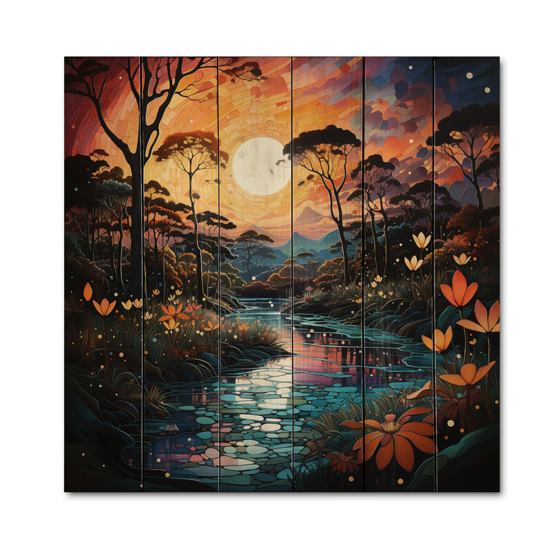 Jamilyn, art indien, paradis tropical I sur bois, H 15 po x l 15 po x P 0,78 po