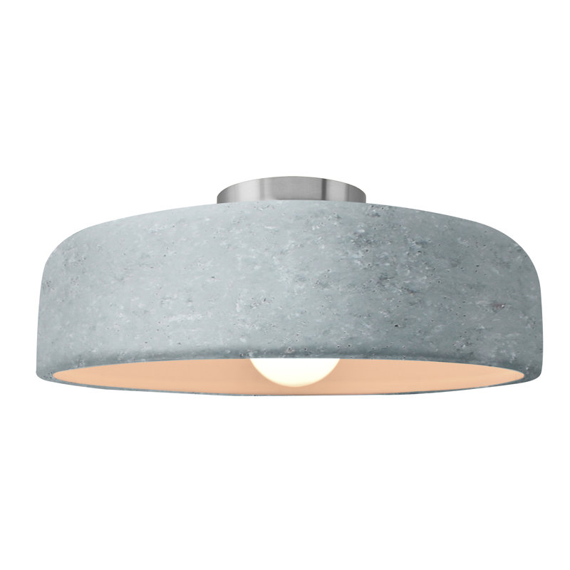 Plafonnier semi-encastré Radiance, Nickel brossé, H 6,5 po x l 16 po x P 16 po, Béton