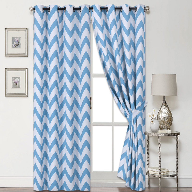 Blackout Single Curtain Panel, 52" x 63", Aqua