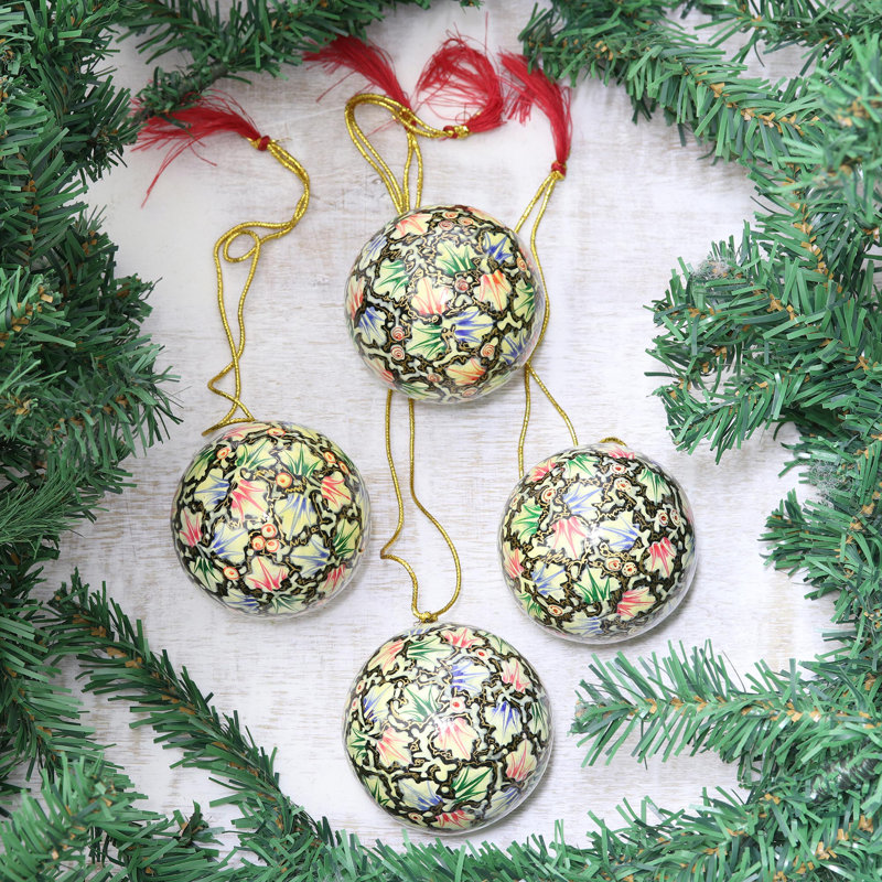 Ornement boule en papier mâché Holiday Greetings