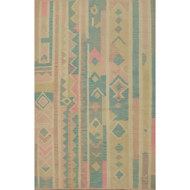 Tapis géométrique à tissage plat géométrique 5 x 7