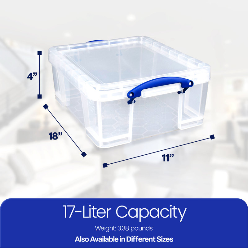 Really Useful Box Plastic Storage Container w/Snap Lid & Clip Lock Handles, 10-Pack