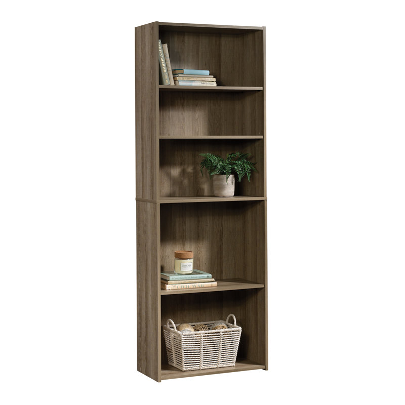 Engineered Wood Transitional 5-Shelf Bookcase, Brown, Brown