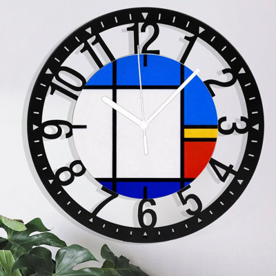 10" Round Iron Wall Clock with Silent Quartz Movement, Arabic Numerals, UV-Printed Design