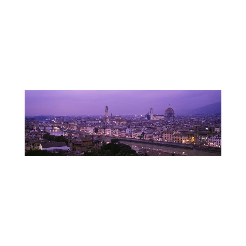 Cityscape At Twilight, Florence, Tuscany, Italy - Wrapped Canvas Panoramic Print, 30.48 cm H x 91.44 cm W x 1.91 cm D