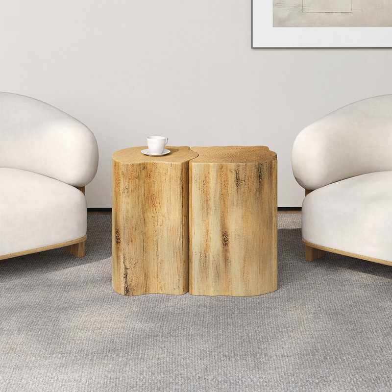 2-In-1 Irregular MGO End Table, Natural