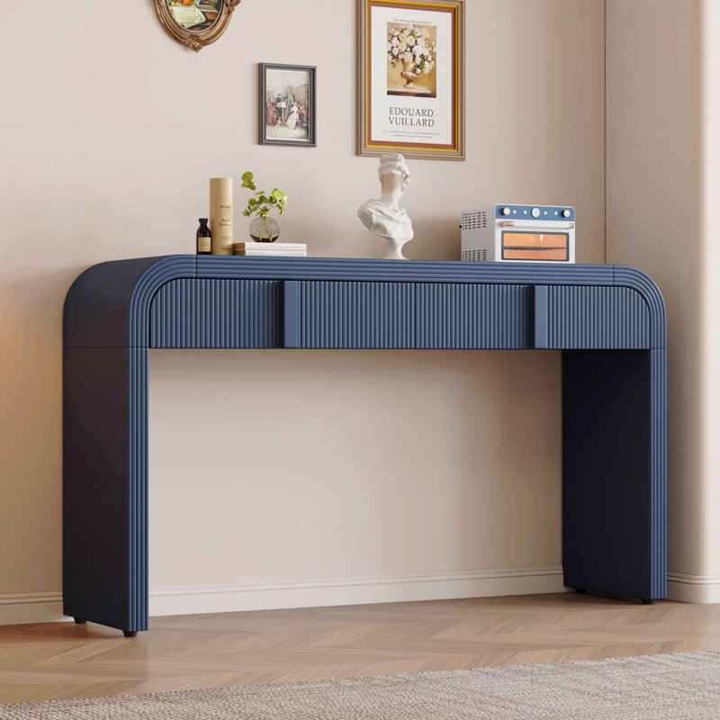 Console d'entrée avec tiroirs cannelés Codel, Bleu