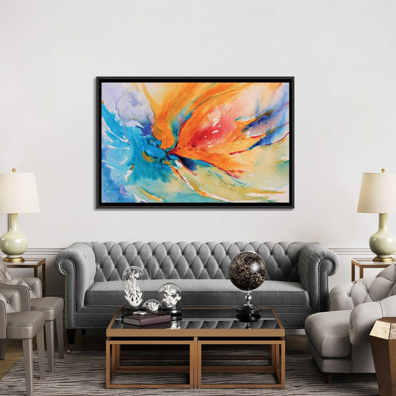 «Happiness», reproduction sur toile, H 18 po x l 26 po x P 1,5 po, Toile avec cadre noir, Pas de tapis
