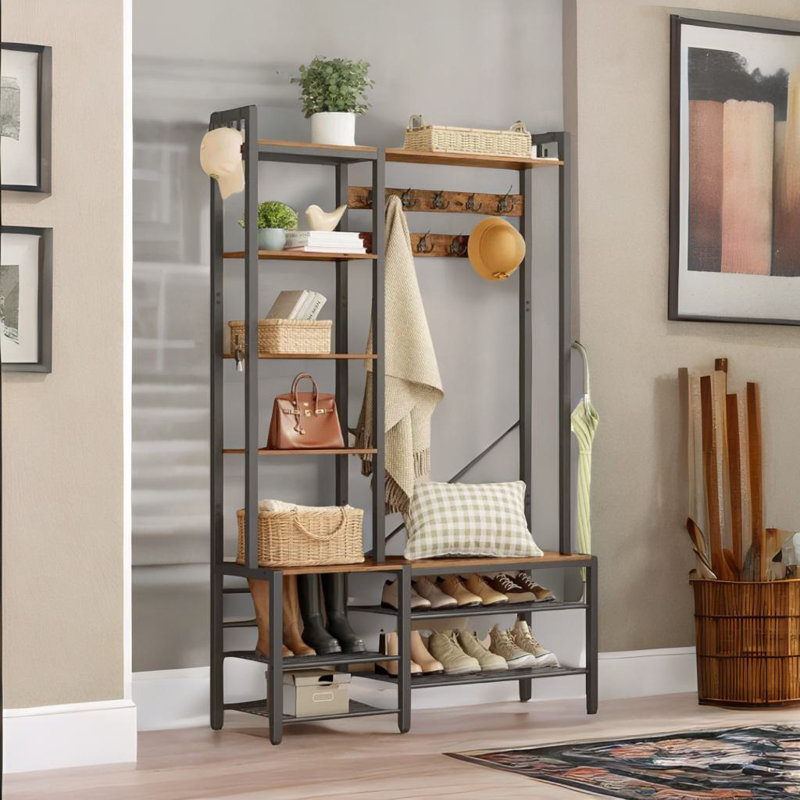 Anjoli Freestanding Hall Tree Coat Rack With Shoe Storage