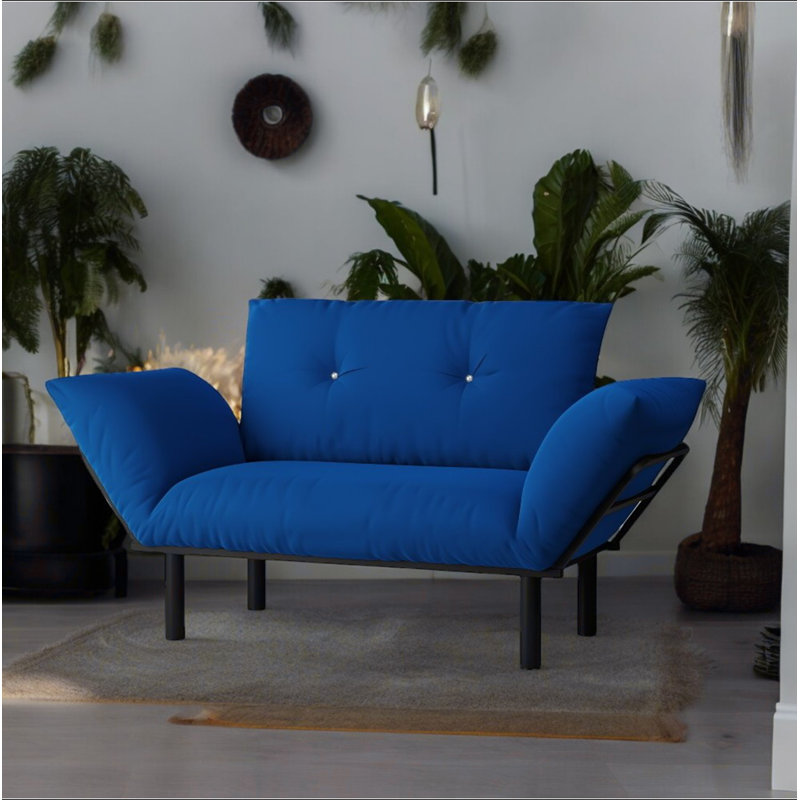 Causeuse convertible Ada - peu encombrante avec des pieds hauts et un assemblage facile, Bleu