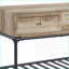 Table basse industrielle en chêne et gris sable pour le salon - tiroir de rangement, tablette spacieuse, assemblage facile par KD