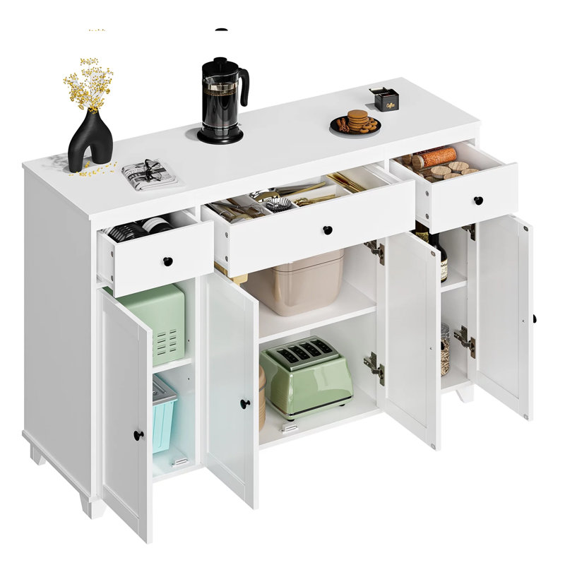 Buffet à 3 tiroirs 47,2 po Montevallo, Blanc