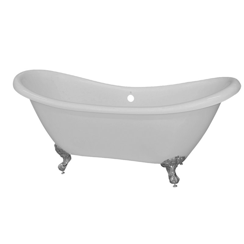 68'' x 28'' Freestanding Soaking Acrylic Bathtub, Chrome