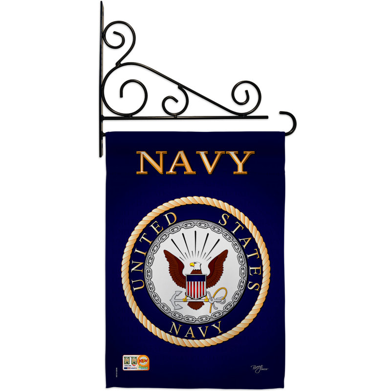 Navy Proudly Family Double-Sided Polyester Garden Flag