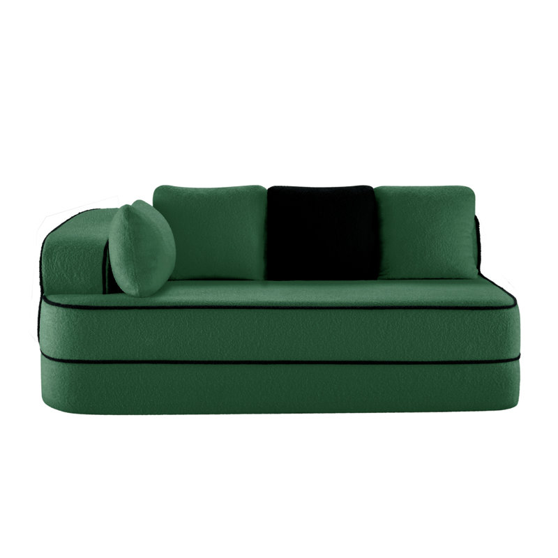 ELYSEES, canapé 2 places à gauche avec coussins en tissu - vert, Vert