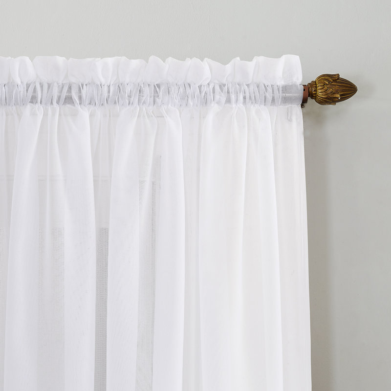 Wayfair Basics® Natisha Sheer Rod Pocket Curtain Panel, 59" W x 84" L, White