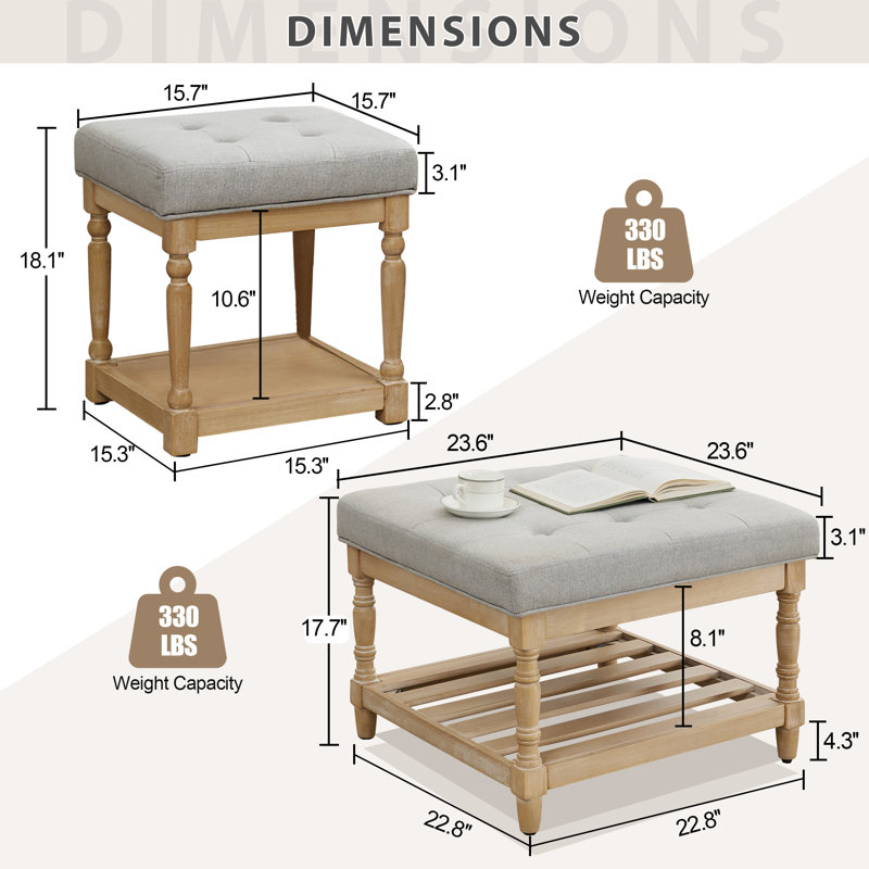 Ensemble de 3 tables basses et table de bout avec rangement Gladis, Plateau gris / base brun clair