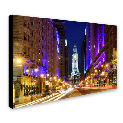Wrapped Canvas Wall Art - Philippe Hugonnard 'City Hall Philadelphia' Wall Art for Living Room, Bedroom, or Office Décor - 30x47