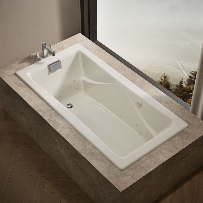 Tea-for-Two 72-in Heated Bubblemassage Air Bath, Biscuit