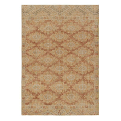 Distressed Homage Hand Knotted Wool Geometric Area Rug